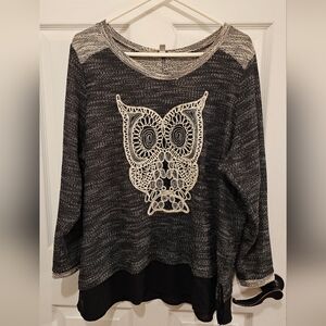 Avenue Black and White Owl Sweater